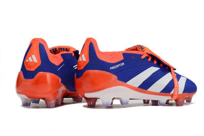 Unisex Adidas Predator Elite Foldover Tongue FG Firm Ground Low-Tops Football Boots - Blue/White/Red
