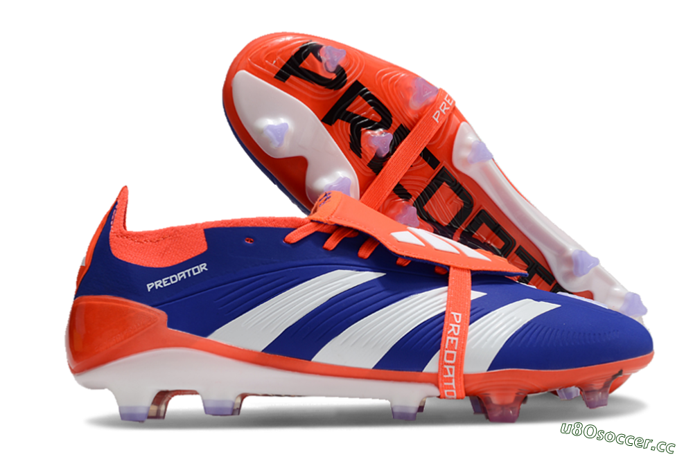 Unisex Adidas Predator Elite Foldover Tongue FG Firm Ground Low-Tops Football Boots - Blue/White/Red 2