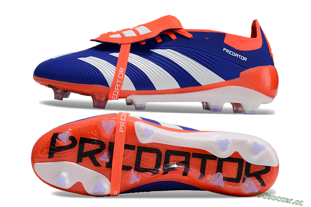 Unisex Adidas Predator Elite Foldover Tongue FG Firm Ground Low-Tops Football Boots - Blue/White/Red 1