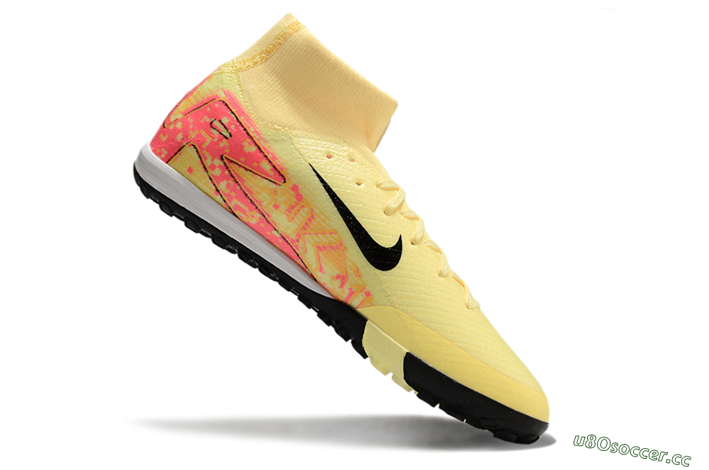 Men's Nike Air Zoom Mercurial Superfly 10 Elite TF Artificial Turf High-Tops Football Shoes - Yellow/Pink/Black 4