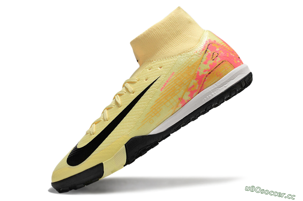 Men's Nike Air Zoom Mercurial Superfly 10 Elite TF Artificial Turf High-Tops Football Shoes - Yellow/Pink/Black 5