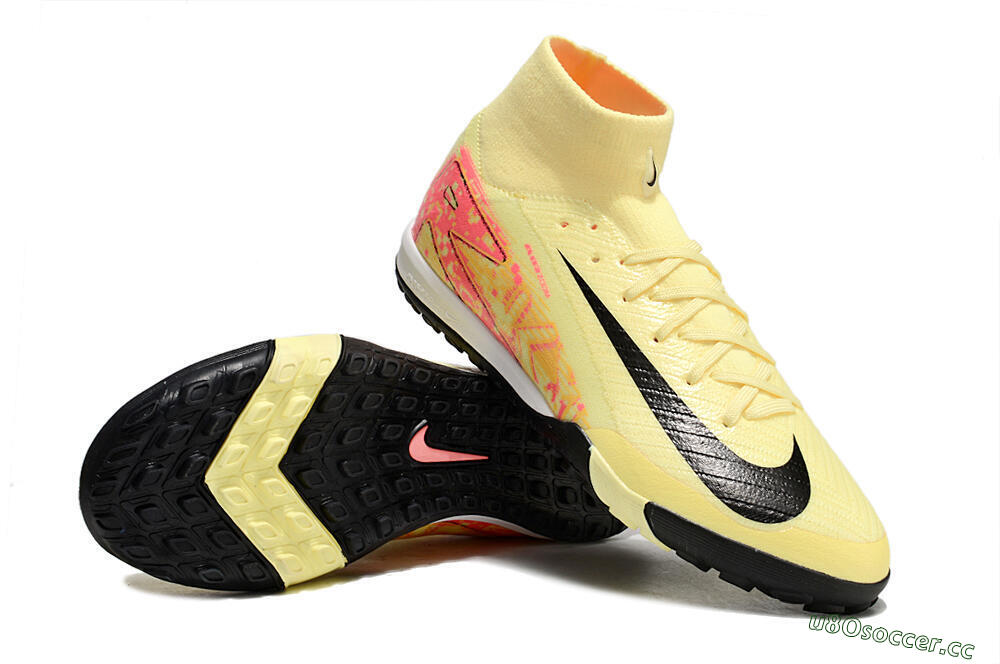 Men's Nike Air Zoom Mercurial Superfly 10 Elite TF Artificial Turf High-Tops Football Shoes - Yellow/Pink/Black 3