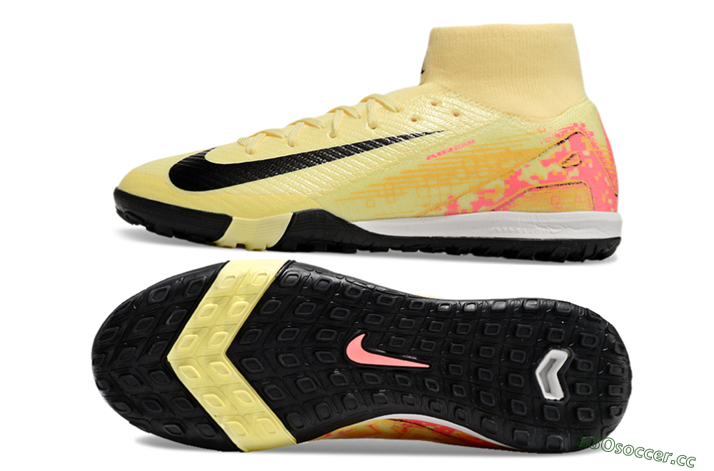 Men's Nike Air Zoom Mercurial Superfly 10 Elite TF Artificial Turf High-Tops Football Shoes - Yellow/Pink/Black 1