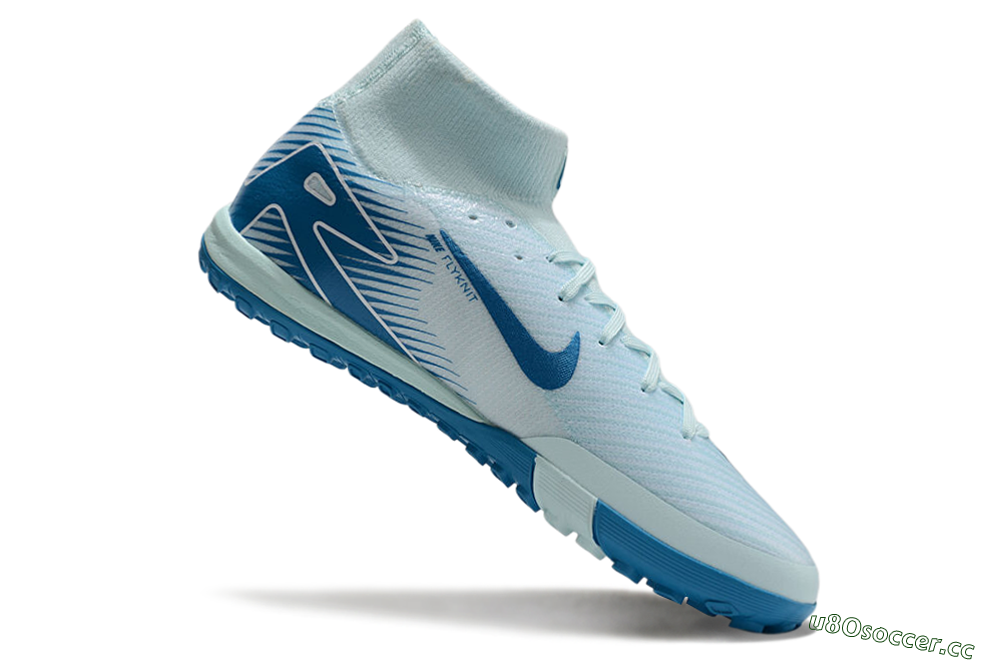 Men's Nike Air Zoom Mercurial Superfly 10 Elite TF Artificial Turf High-Tops Football Shoes - Jade/Blue/White 4