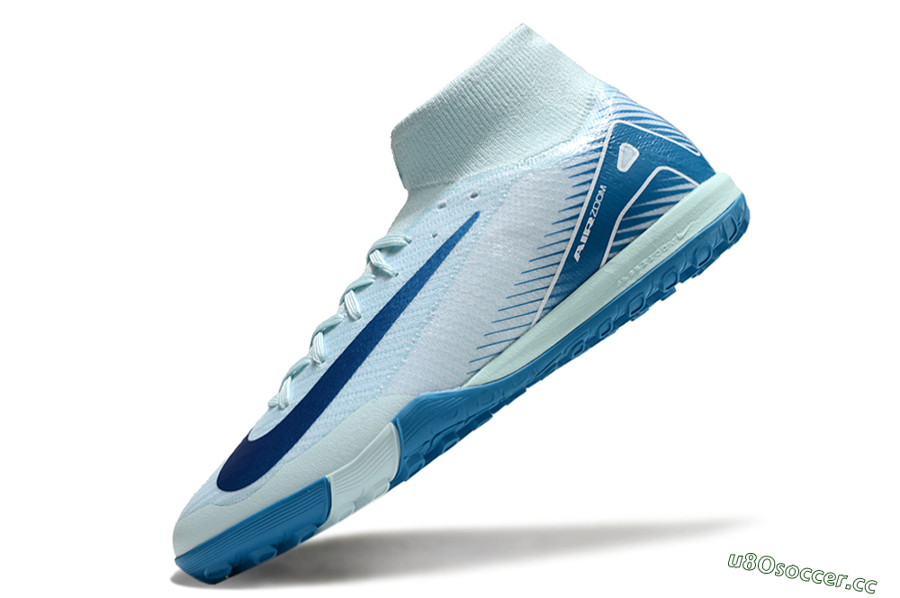 Men's Nike Air Zoom Mercurial Superfly 10 Elite TF Artificial Turf High-Tops Football Shoes - Jade/Blue/White 5