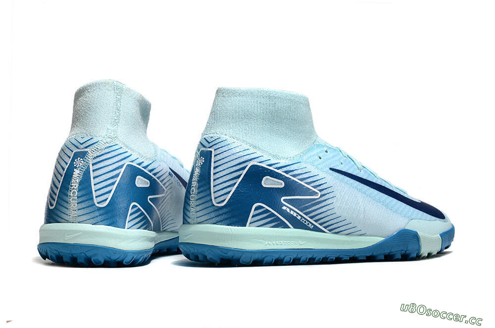 Men's Nike Air Zoom Mercurial Superfly 10 Elite TF Artificial Turf High-Tops Football Shoes - Jade/Blue/White 6