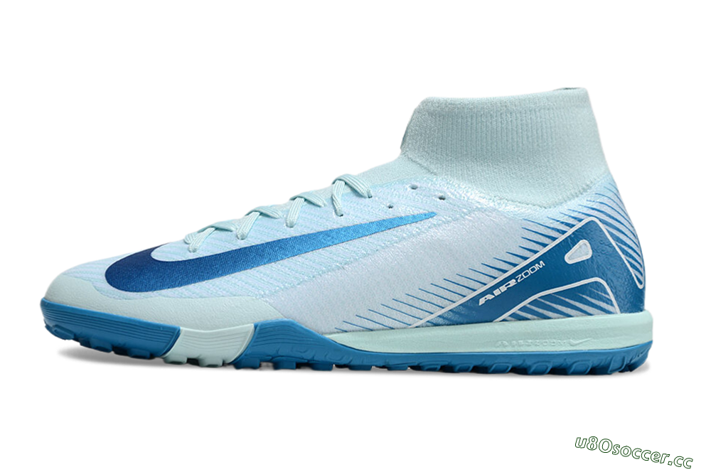 Men's Nike Air Zoom Mercurial Superfly 10 Elite TF Artificial Turf High-Tops Football Shoes - Jade/Blue/White 0