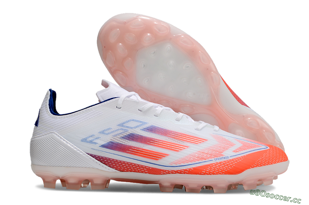 Men's Adidas F50 Elite AG Artificial Grass Low-Tops Football Boots - White/Red/Blue 2