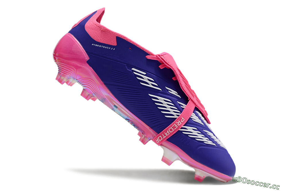 Unisex Adidas Predator Elite Foldover Tongue FG Firm Ground Low-Tops Football Boots - Blue/White/Pink/Gold 4