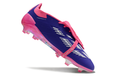 Unisex Adidas Predator Elite Foldover Tongue FG Firm Ground Low-Tops Football Boots - Blue/White/Pink/Gold