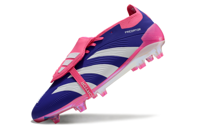 Unisex Adidas Predator Elite Foldover Tongue FG Firm Ground Low-Tops Football Boots - Blue/White/Pink/Gold