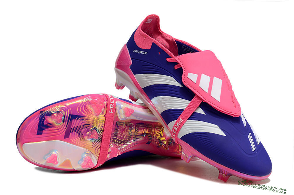 Unisex Adidas Predator Elite Foldover Tongue FG Firm Ground Low-Tops Football Boots - Blue/White/Pink/Gold 3