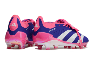Unisex Adidas Predator Elite Foldover Tongue FG Firm Ground Low-Tops Football Boots - Blue/White/Pink/Gold