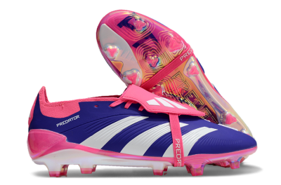 Unisex Adidas Predator Elite Foldover Tongue FG Firm Ground Low-Tops Football Boots - Blue/White/Pink/Gold