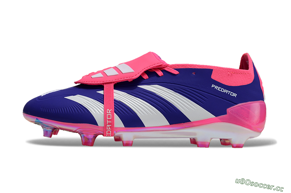 Unisex Adidas Predator Elite Foldover Tongue FG Firm Ground Low-Tops Football Boots - Blue/White/Pink/Gold 0