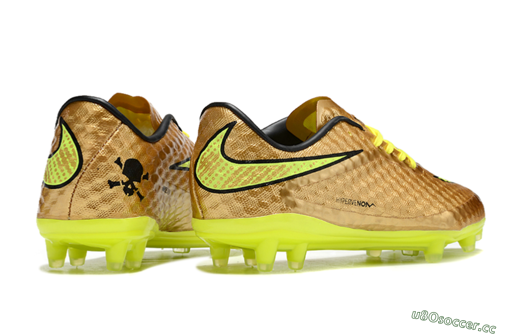 Men's Nike Hypervenom Phantom FG Firm Ground Low-Tops Football Boots - Gold/Yellow/Black 6