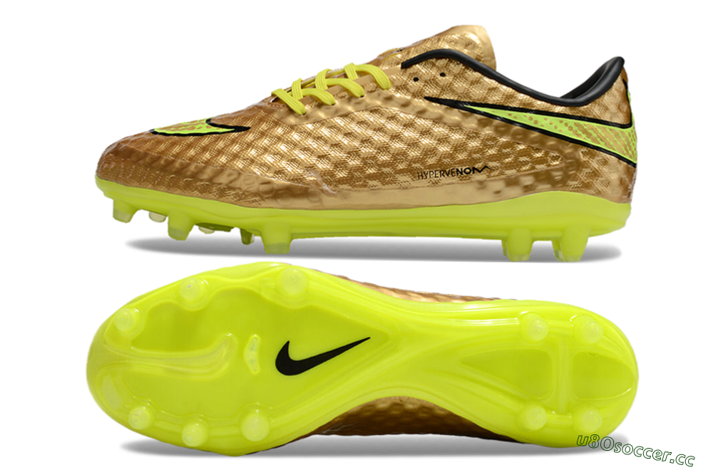 Men's Nike Hypervenom Phantom FG Firm Ground Low-Tops Football Boots - Gold/Yellow/Black 1