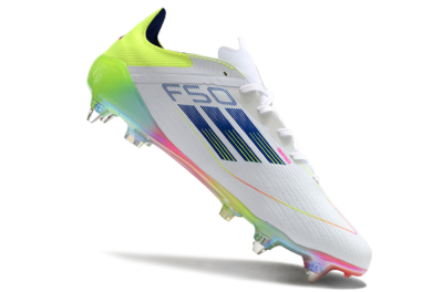 Men's Adidas F50 Elite SG Soft Ground Low-Tops Football Boots - White/Pink/Yellow/Blue