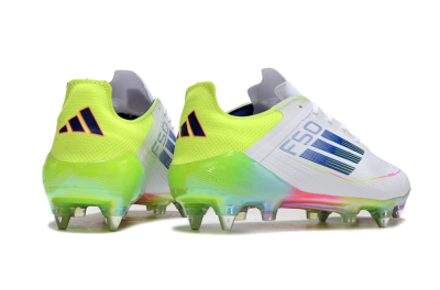 Men's Adidas F50 Elite SG Soft Ground Low-Tops Football Boots - White/Pink/Yellow/Blue