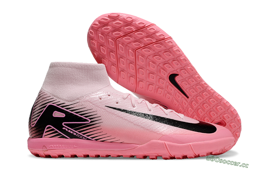 Men's Nike Air Zoom Mercurial Superfly 10 Elite TF Artificial Turf High-Tops Football Shoes - Pink/Black 2