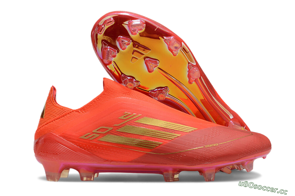 Men's Adidas F50 Elite FG Firm Ground Low-Tops Football Boots - Red/Gold 2