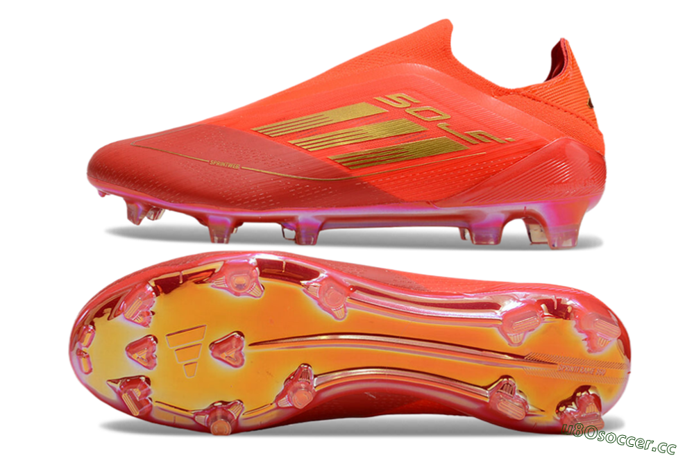 Men's Adidas F50 Elite FG Firm Ground Low-Tops Football Boots - Red/Gold 1