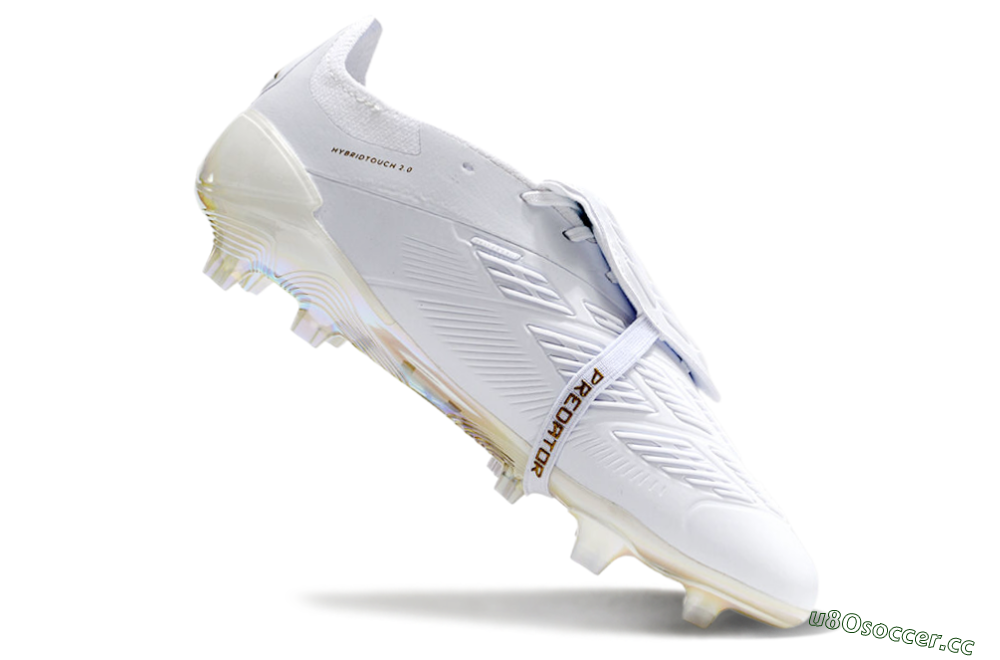 Unisex Adidas Predator Elite Foldover Tongue FG Firm Ground Low-Tops Football Boots - White/Gold/Beige 4