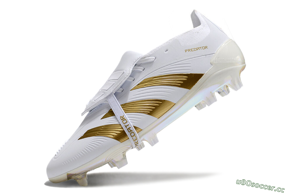 Unisex Adidas Predator Elite Foldover Tongue FG Firm Ground Low-Tops Football Boots - White/Gold/Beige 5