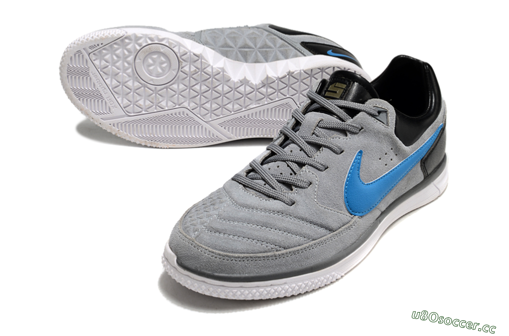 Men's Nike Street Gato IC Indoor & Futsal Low-Tops Football Shoes - Grey/Blue/Black 3