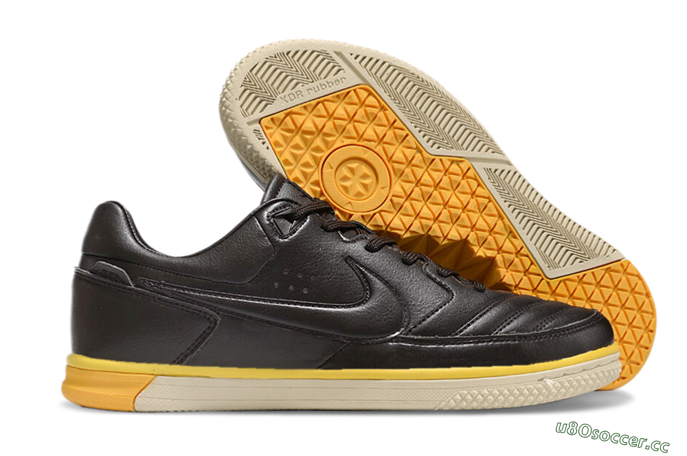 Men's Nike Street Gato IC Indoor & Futsal Low-Tops Football Shoes - Black/Yellow/Beige 2