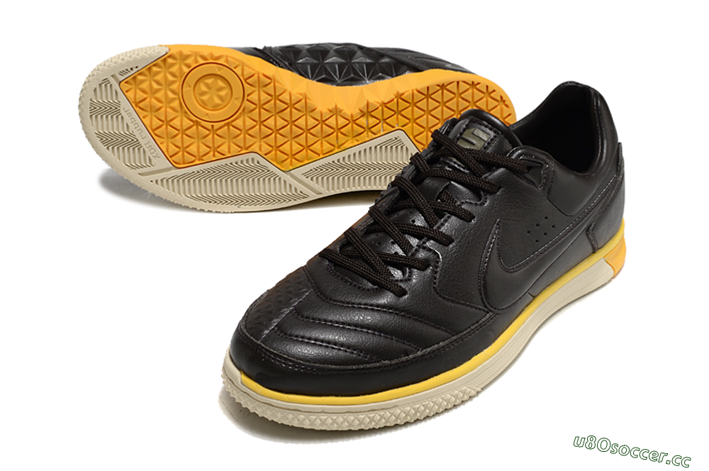 Men's Nike Street Gato IC Indoor & Futsal Low-Tops Football Shoes - Black/Yellow/Beige 3