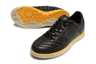 Men's Nike Street Gato IC Indoor & Futsal Low-Tops Football Shoes - Black/Yellow/Beige