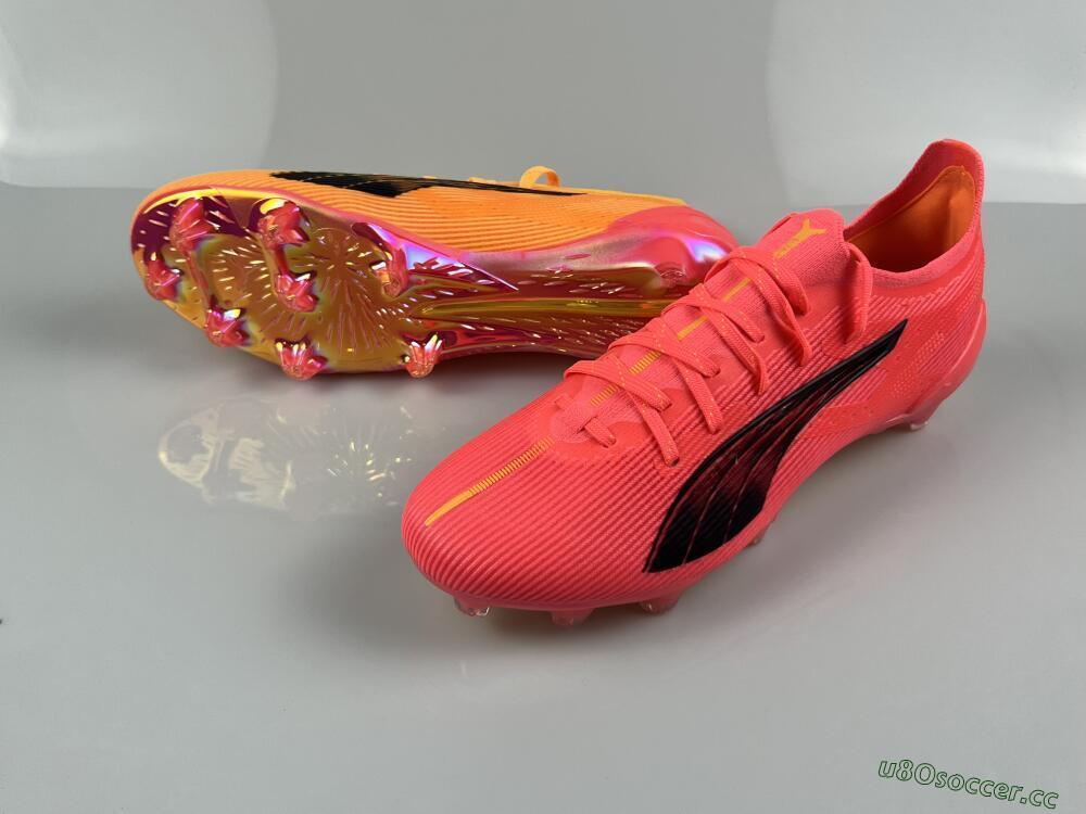 Men's Puma Ultra Ultimate FG Firm Ground Low-Tops Football Boots - Pink/Black/Gold