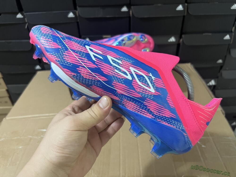 Unisex Adidas F50+ Lightstrike Pro Laceless FG Firm Ground Low-Tops Football Boots - Pink/Blue/White