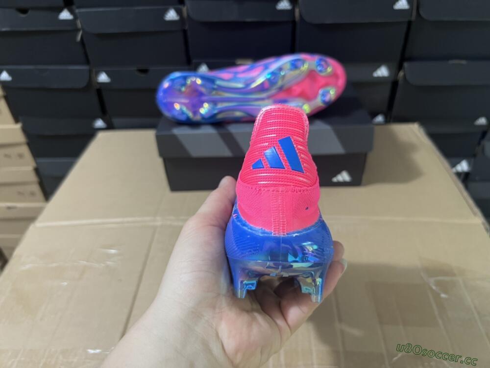 Unisex Adidas F50+ Lightstrike Pro Laceless FG Firm Ground Low-Tops Football Boots - Pink/Blue/White