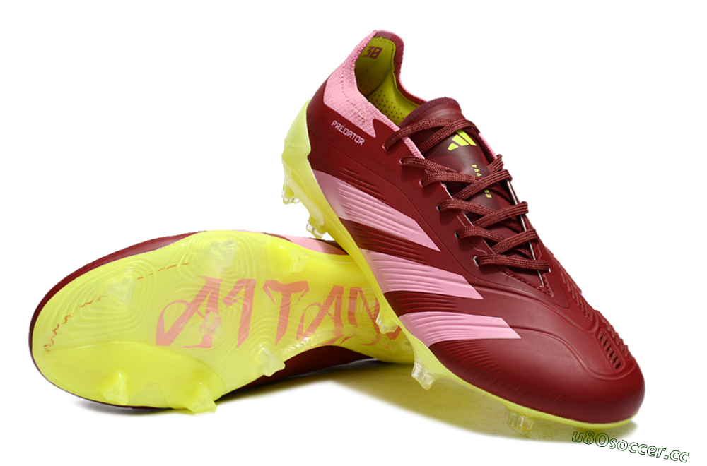 Men's Adidas Predator 24 Elite FG Firm Ground Low-Tops Football Boots - Red/Pink/Yellow 3