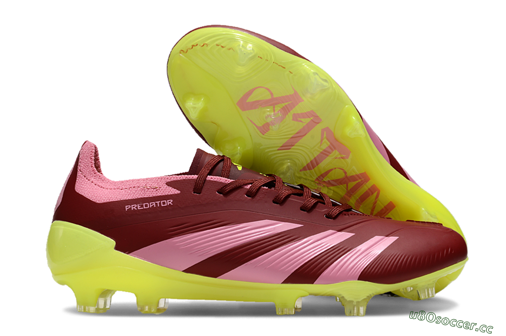 Men's Adidas Predator 24 Elite FG Firm Ground Low-Tops Football Boots - Red/Pink/Yellow 2