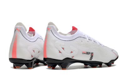 Men's Puma Ultra 5 Ultimate FG Firm Ground Low-Tops Football Boots - White/Black/Orange