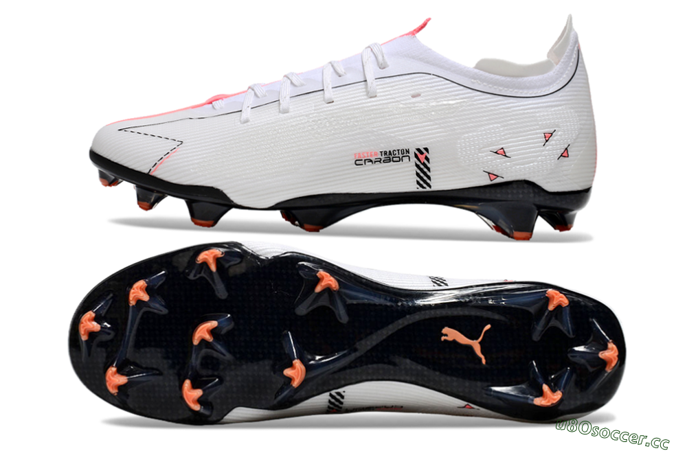 Men's Puma Ultra 5 Ultimate FG Firm Ground Low-Tops Football Boots - White/Black/Orange 1