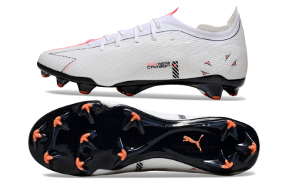Men's Puma Ultra 5 Ultimate FG Firm Ground Low-Tops Football Boots - White/Black/Orange