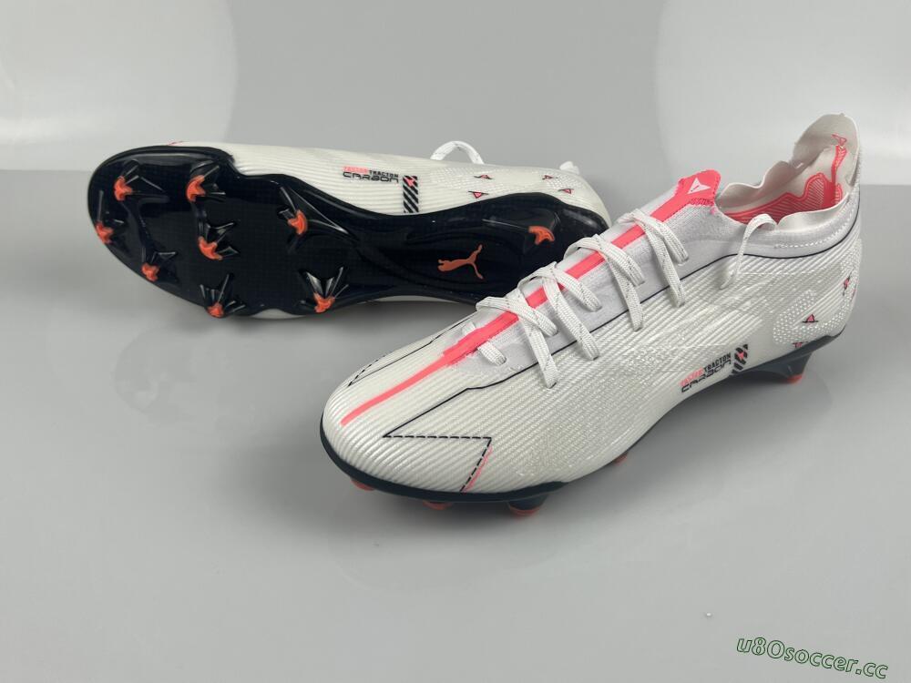 Men's Puma Ultra 5 Ultimate FG Firm Ground Low-Tops Football Boots - White/Black/Orange