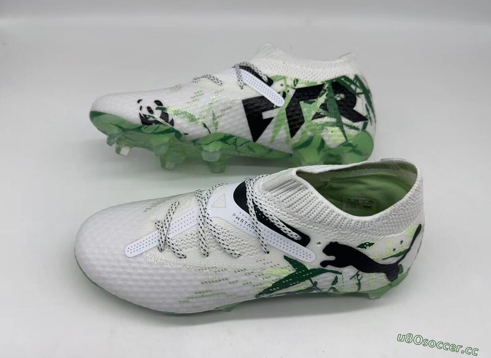 Men's Puma Future 7 Ultimate FG Firm Ground Low-Tops Football Boots - White/Black/Green
