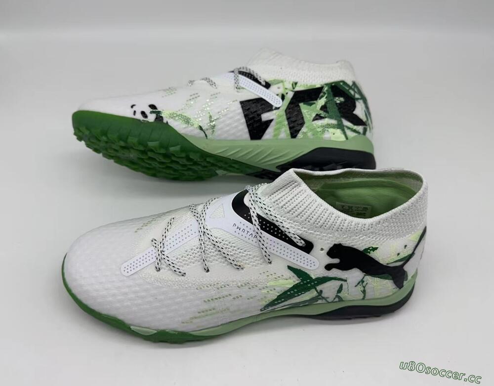 Men's Puma Future 7 Ultimate TF Artificial Turf Low-Tops Football Shoes - White/Green/Black