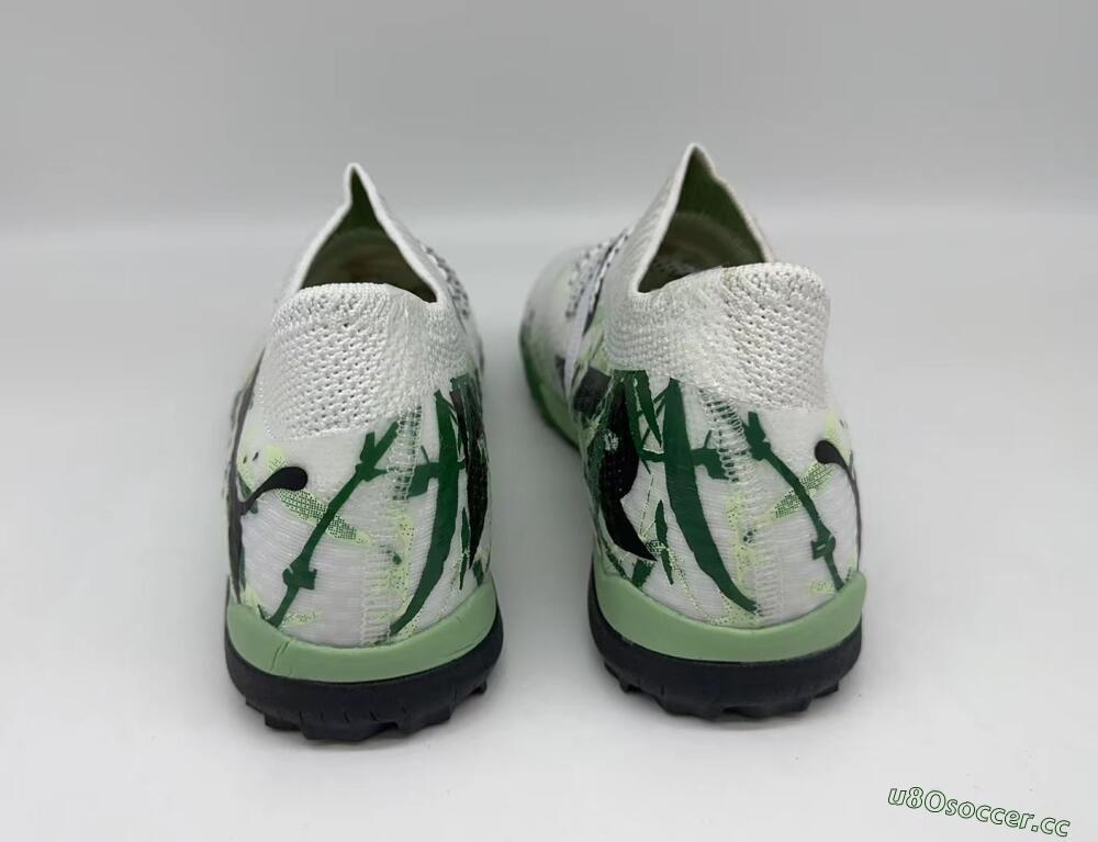 Men's Puma Future 7 Ultimate TF Artificial Turf Low-Tops Football Shoes - White/Green/Black