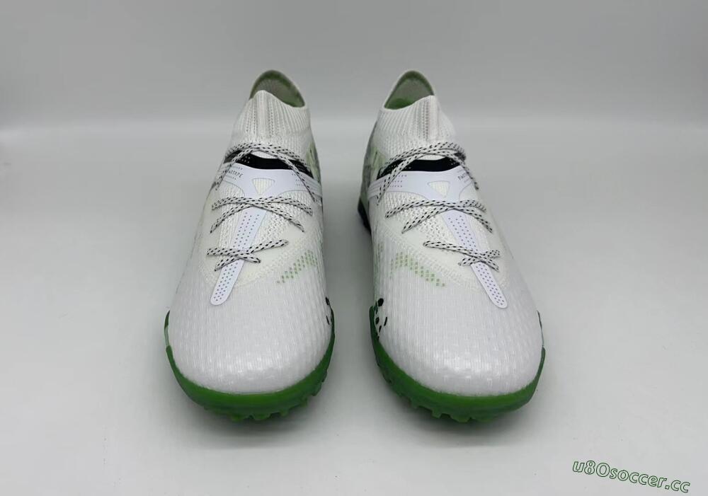 Men's Puma Future 7 Ultimate TF Artificial Turf Low-Tops Football Shoes - White/Green/Black