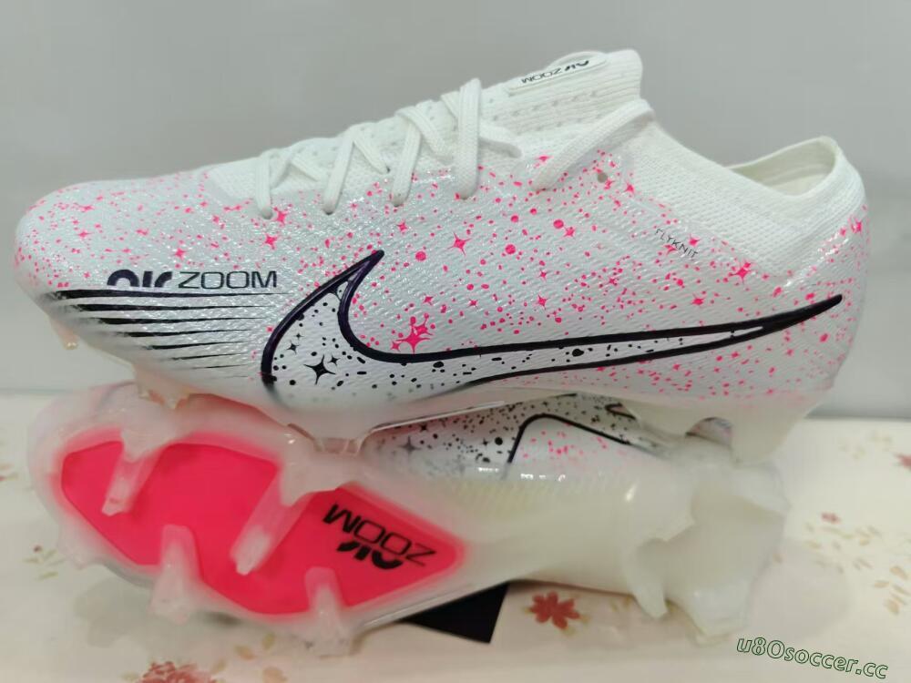 Men's Nike Air Zoom Mercurial Vapor 15 Elite FG Firm Ground Low-Tops Football Boots - White/Pink/Black