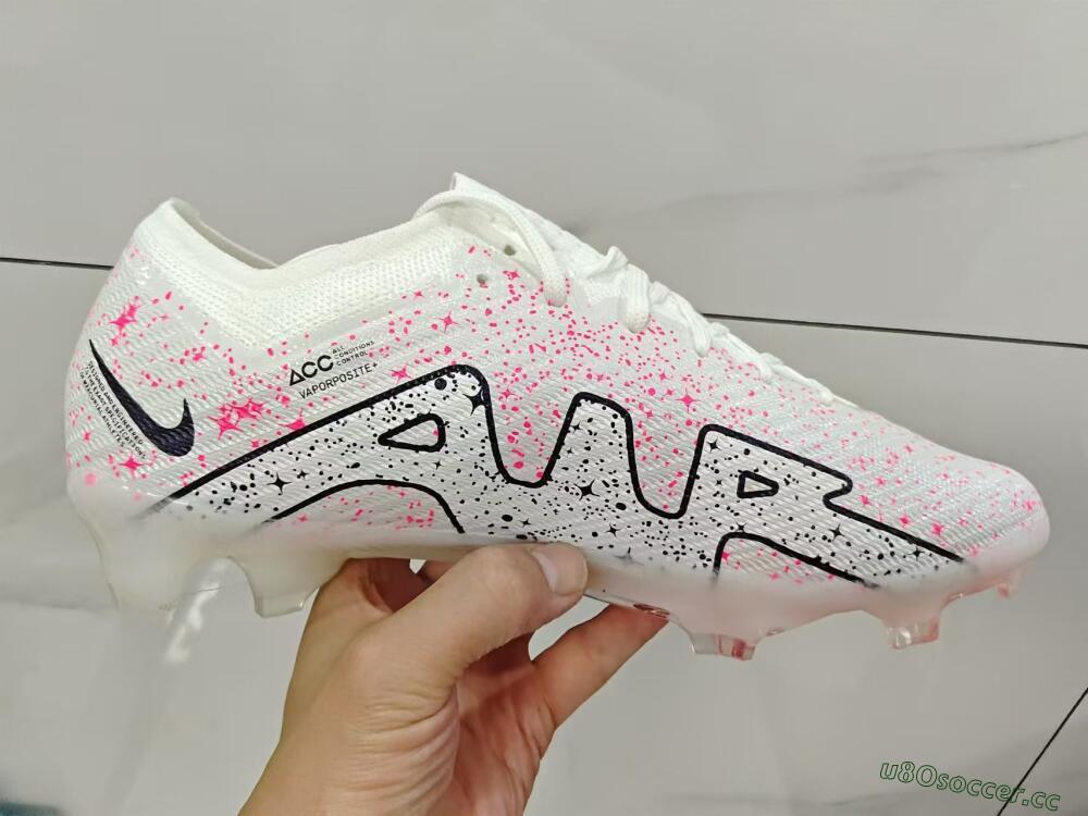 Men's Nike Air Zoom Mercurial Vapor 15 Elite FG Firm Ground Low-Tops Football Boots - White/Pink/Black