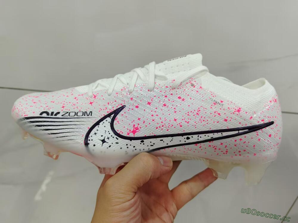 Men's Nike Air Zoom Mercurial Vapor 15 Elite FG Firm Ground Low-Tops Football Boots - White/Pink/Black