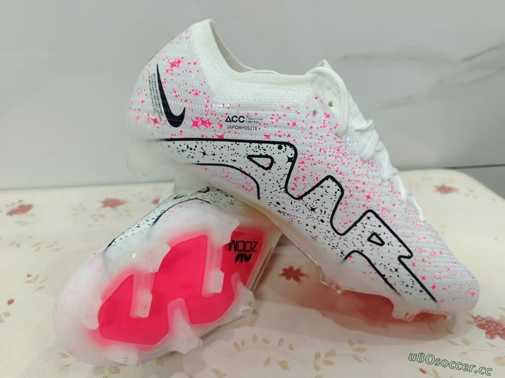 Men's Nike Air Zoom Mercurial Vapor 15 Elite FG Firm Ground Low-Tops Football Boots - White/Pink/Black