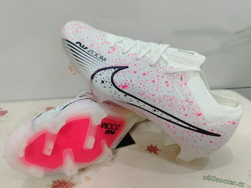 Men's Nike Air Zoom Mercurial Vapor 15 Elite FG Firm Ground Low-Tops Football Boots - White/Pink/Black